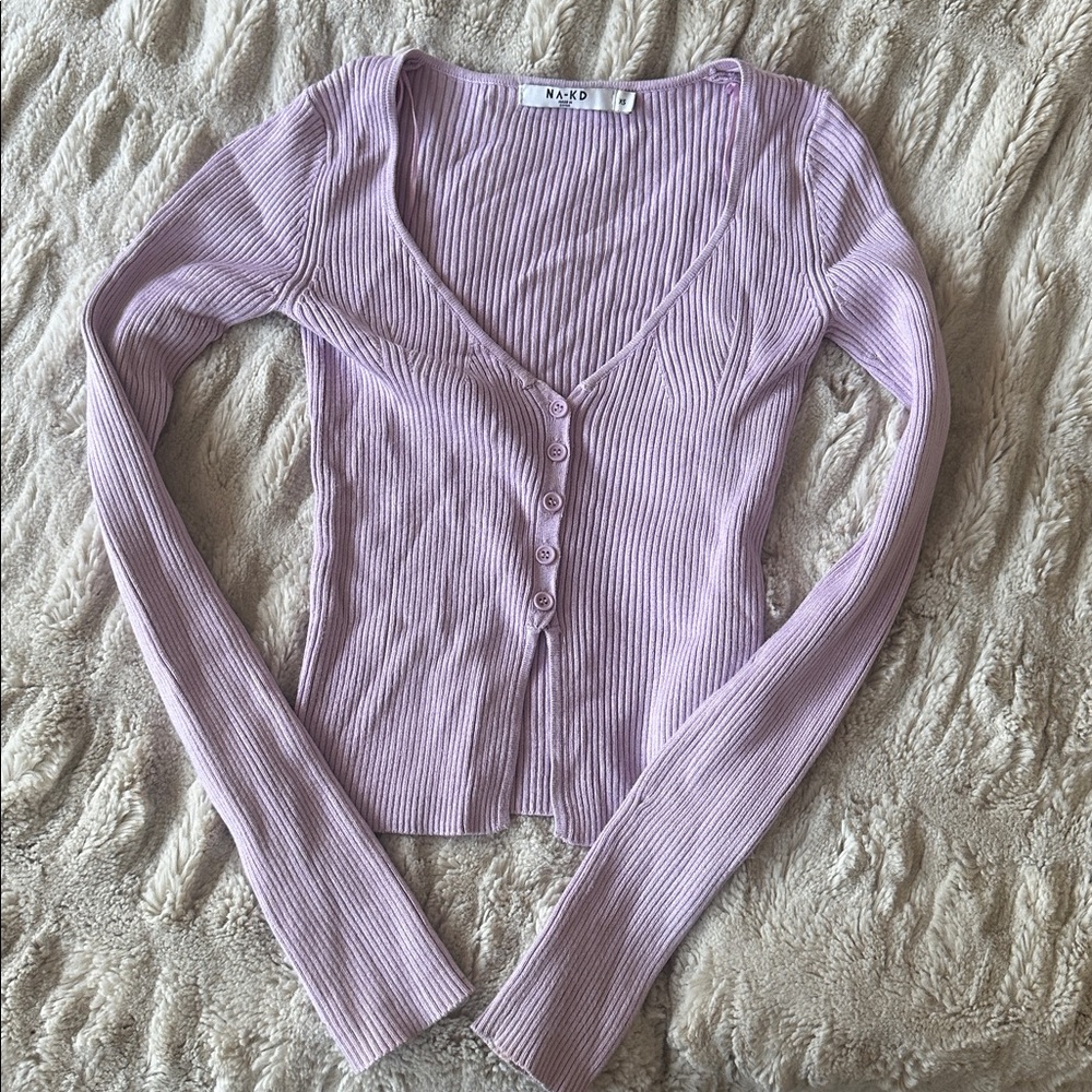 NA-KD Women's Ribbed Lilac Top